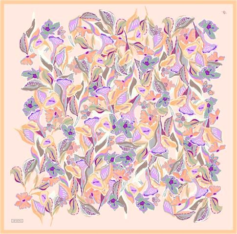 Armine Çiçek Desenli Saf İpek Twill Eşarp 9332D 56