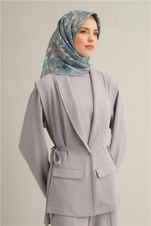 Armine Çiçek Desenli Saf İpek Twill Eşarp 9347D 05