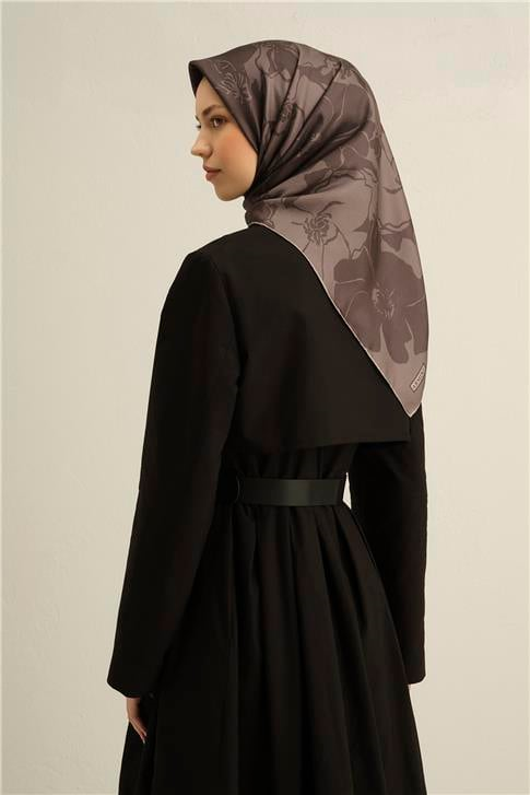 Armine Çiçek Desenli Saf İpek Twill Eşarp 9344D 46