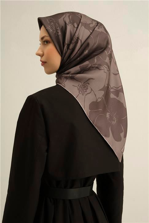 Armine Çiçek Desenli Saf İpek Twill Eşarp 9344D 46
