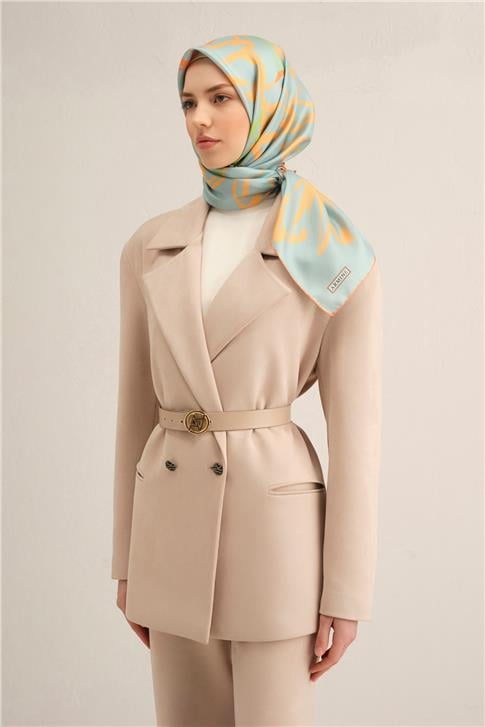 Armine Çiçek Desenli Saf İpek Twill Eşarp 9322D 04