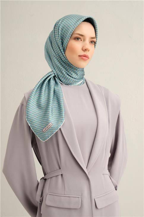 Armine Çiçek Desenli Saf İpek Twill Eşarp 9307D 37
