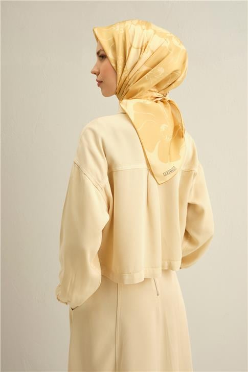 Armine Çiçek Desenli Saf İpek Twill Eşarp 9344D 33