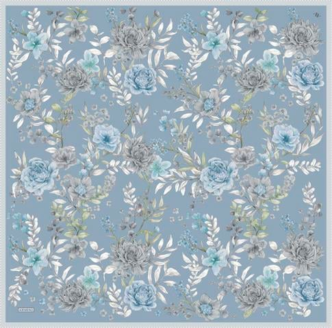 Armine Çiçek Desenli Saf İpek Twill Eşarp 9347D 05