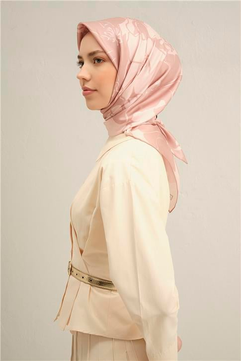 Armine Çiçek Desenli Saf İpek Twill Eşarp 9344D 32