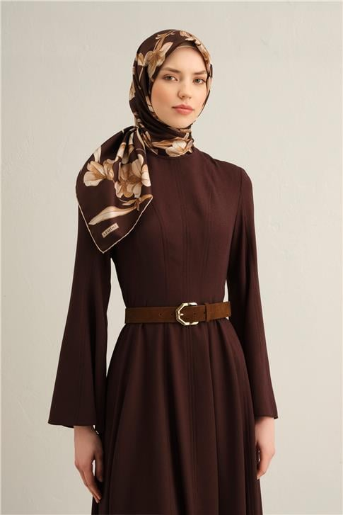Armine Çiçek Desenli Saf İpek Twill Eşarp 9324D 52