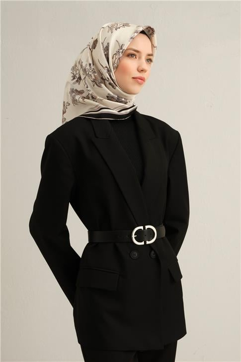 Armine Çiçek Desenli Saf İpek Twill Eşarp 9316D 85