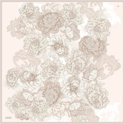 Armine Çiçek Desenli Saf İpek Twill Eşarp 9330D 80