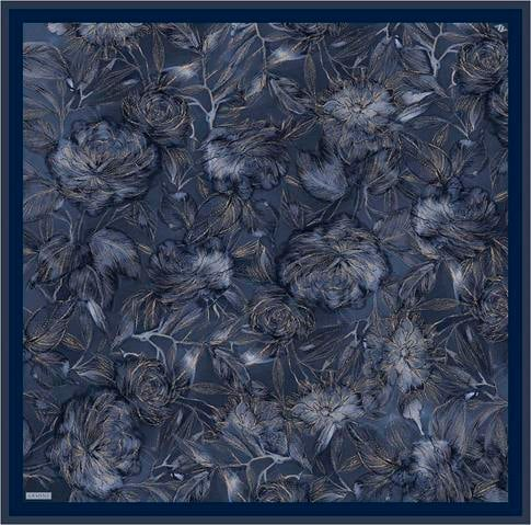 Armine Çiçek Desenli Saf İpek Twill Eşarp 9409D 81