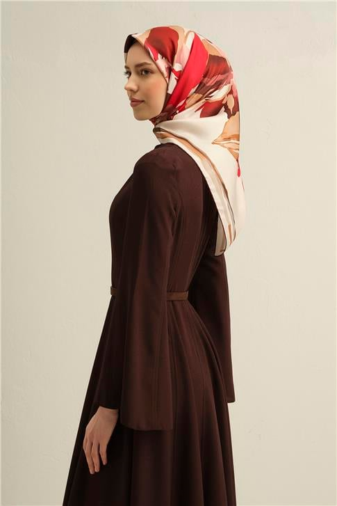 Armine Çiçek Desenli Saf İpek Twill Eşarp 9340D 03