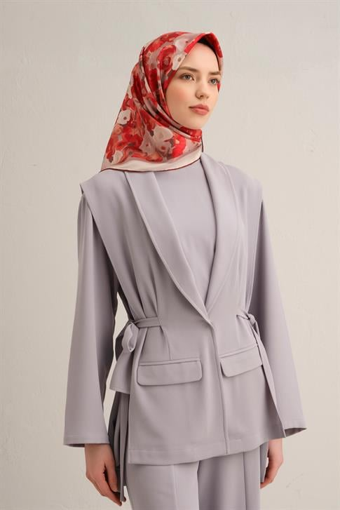 Armine Çiçek Desenli Saf İpek Twill Eşarp 9300D 04