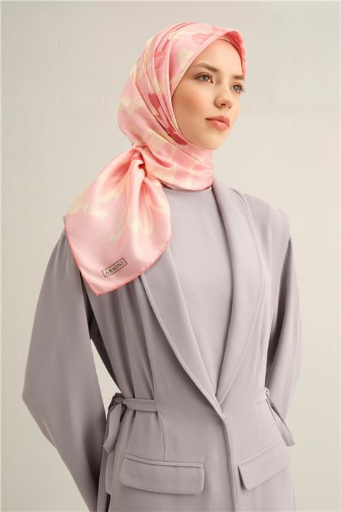 Armine Çiçek Desenli Saf İpek Twill Eşarp 9322D 85