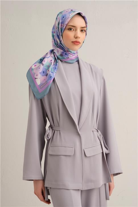 Armine Çiçek Desenli Saf İpek Twill Eşarp 9300D 57