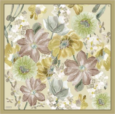Armine Çiçek Desenli Saf İpek Twill Eşarp 9318D 33