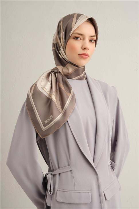 Armine Çiçek Desenli Saf İpek Twill Eşarp 9302D 04