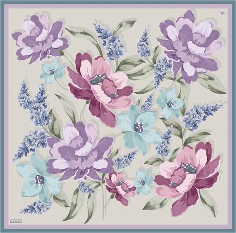 Armine Çiçek Desenli Saf İpek Twill Eşarp 9414D 6