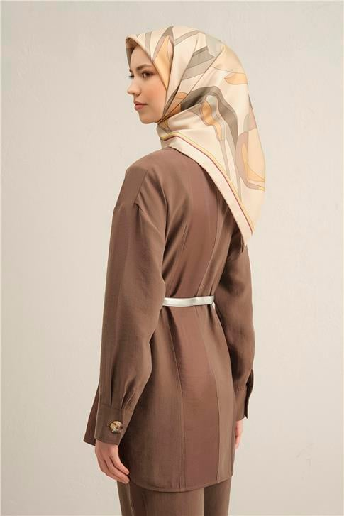 Armine Çiçek Desenli Saf İpek Twill Eşarp 9302D 81