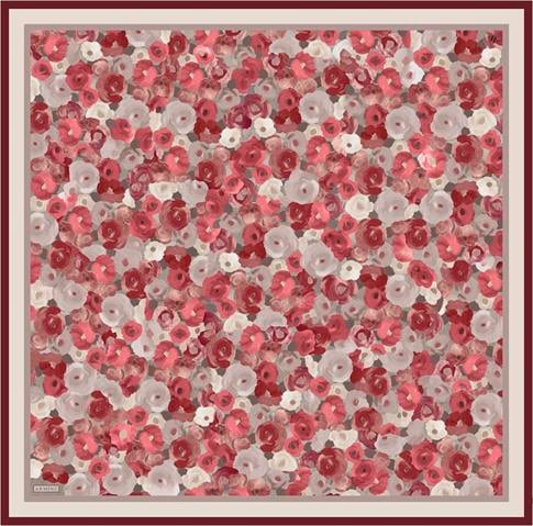 Armine Çiçek Desenli Saf İpek Twill Eşarp 9300D 04