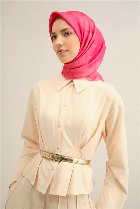 Armine Çiçek Desenli Saf İpek Twill Eşarp 9344D 30