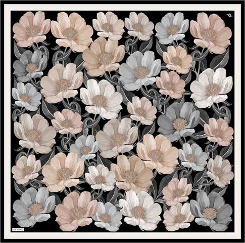 Armine Çiçek Desenli Saf İpek Twill Eşarp 9403D 84