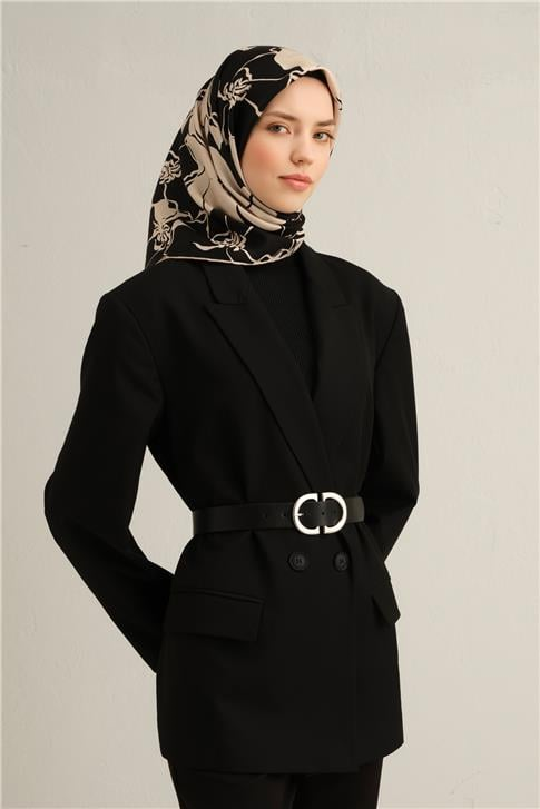 Armine Çiçek Desenli Saf İpek Twill Eşarp 9344D 39