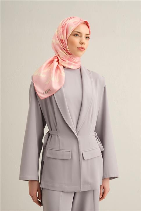 Armine Çiçek Desenli Saf İpek Twill Eşarp 9322D 85