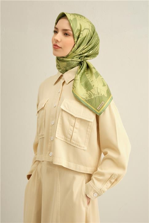 Armine Çiçek Desenli Saf İpek Twill Eşarp 9353D 56