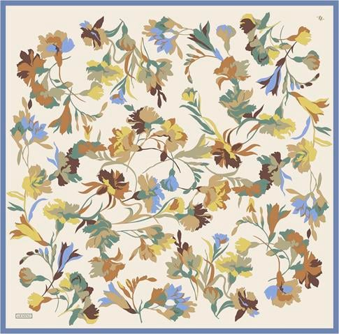 Armine Çiçek Desenli Saf İpek Twill Eşarp 9342D 03