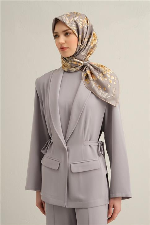 Armine Çiçek Desenli Saf İpek Twill Eşarp 9347D 52