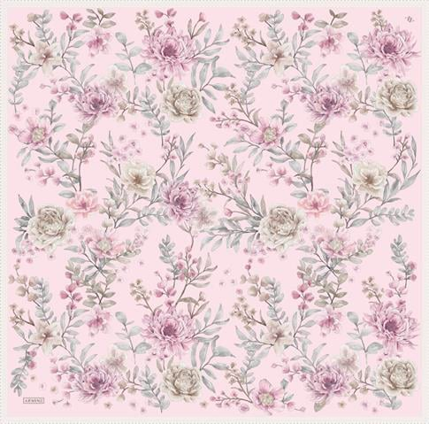 Armine Çiçek Desenli Saf İpek Twill Eşarp 9347D 85
