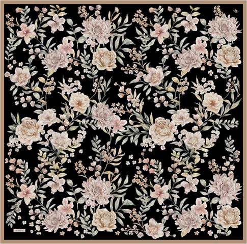Armine Çiçek Desenli Saf İpek Twill Eşarp 9347D 04
