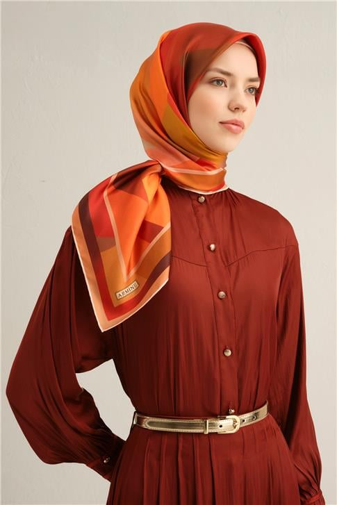 Armine Çiçek Desenli Saf İpek Twill Eşarp 9331 33