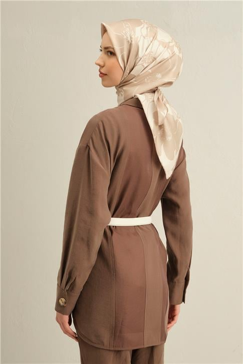 Armine Çiçek Desenli Saf İpek Twill Eşarp 9344D 31