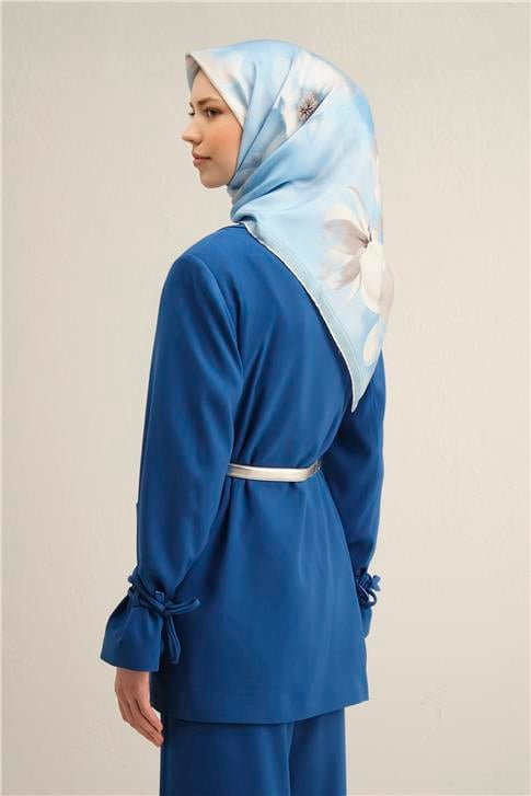 Armine Çiçek Desenli Saf İpek Twill Eşarp 9305D 87