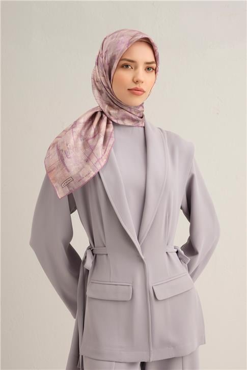 Armine Çiçek Desenli Saf İpek Twill Eşarp 9344 53