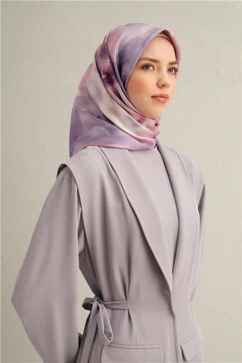 Armine Çiçek Desenli Saf İpek Twill Eşarp 9310D 51