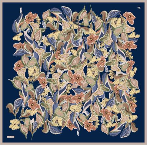 Armine Çiçek Desenli Saf İpek Twill Eşarp 9332D 37
