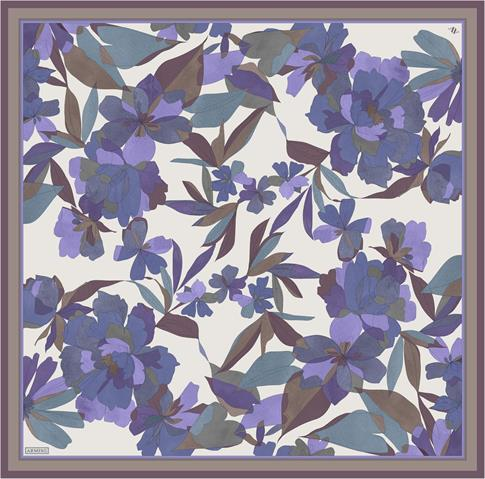 Armine Çiçek Desenli Saf İpek Twill Eşarp 9312D 81