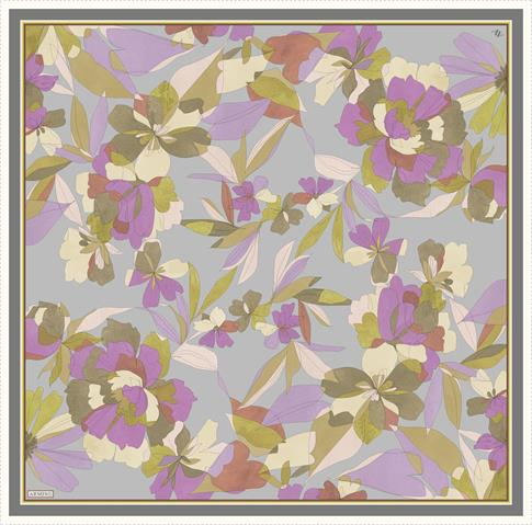 Armine Çiçek Desenli Saf İpek Twill Eşarp 9312D 33