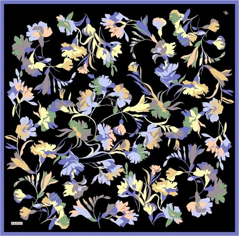 Armine Çiçek Desenli Saf İpek Twill Eşarp 9342D 36