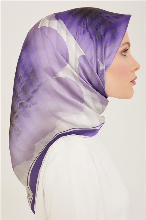 Armine Çiçek Desenli Sura İpek Eşarp 24Ya9100 34 08