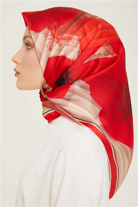Armine Çiçek Desenli Sura İpek Eşarp 24Ya9100 34 83