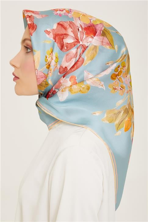 Armine Çiçek Desenli Sura İpek Eşarp 24Ya9129 85 53