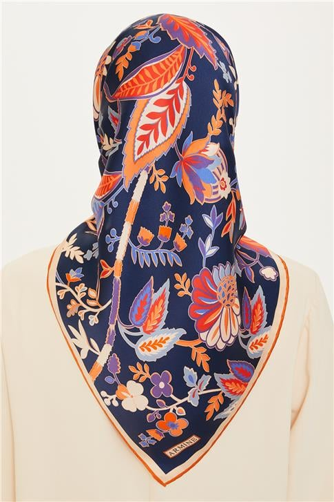 Armine Çiçek Desenli Sura Saf İpek Eşarp 9227D 53 31