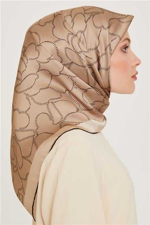 Armine Çiçek Desenli Sura Saf İpek Eşarp 9222D 33