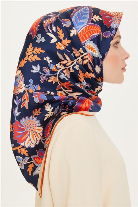 Armine Çiçek Desenli Sura Saf İpek Eşarp 9227D 53 31