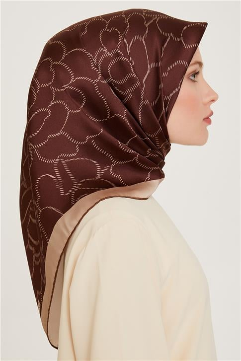 Armine Çiçek Desenli Sura Saf İpek Eşarp 9222D 85