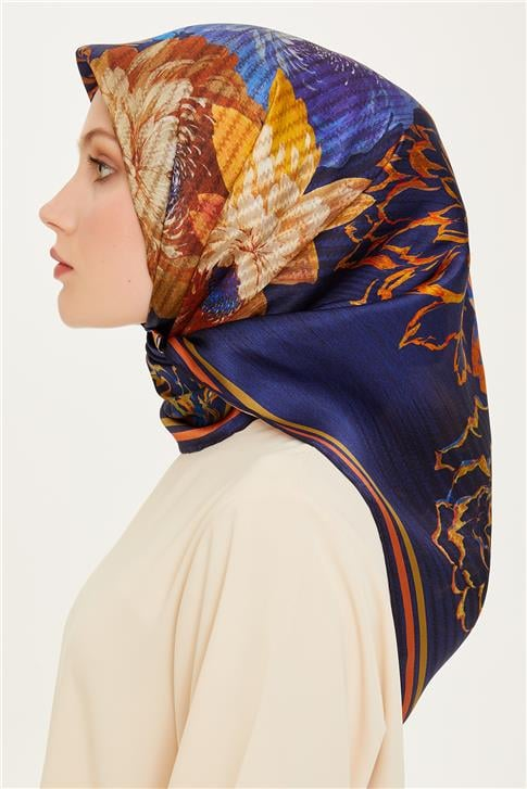 Armine Çiçek Desenli Sura Saf İpek Eşarp 9220D 07