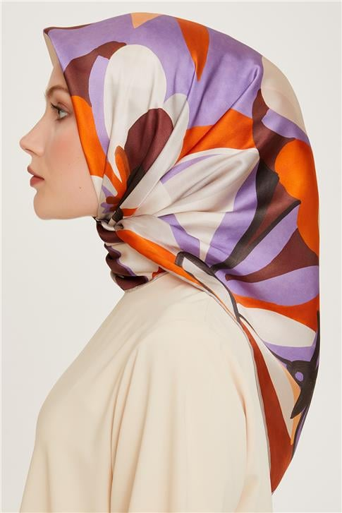 Armine Çiçek Desenli Sura Saf İpek Eşarp 9200D 50 06