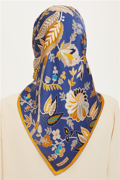 Armine Çiçek Desenli Sura Saf İpek Eşarp 9227D 53 83